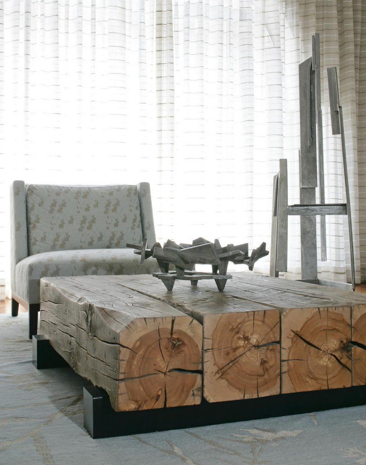 Table basse industrielle horloge