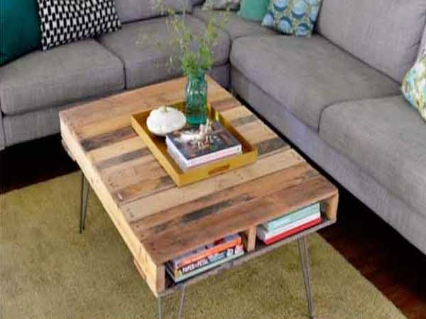 Table basse en palette avec rangement
