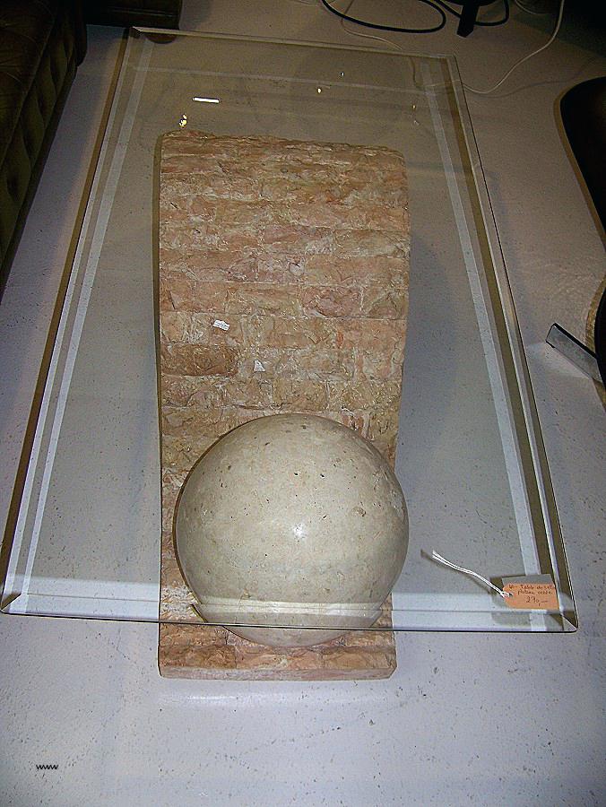 Table basse en verre et pierre