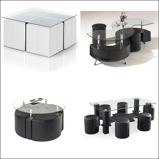 Table basse avec pouf