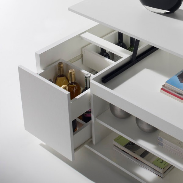Table basse relevable rangement
