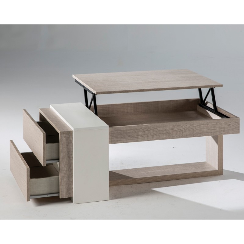 Table basse relevable bois clair