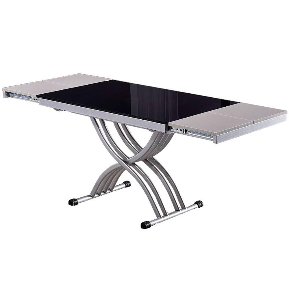 Table basse relevable verre noire avec rallonge