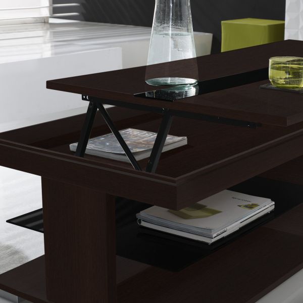 Duplex table basse relevable wengé/noir