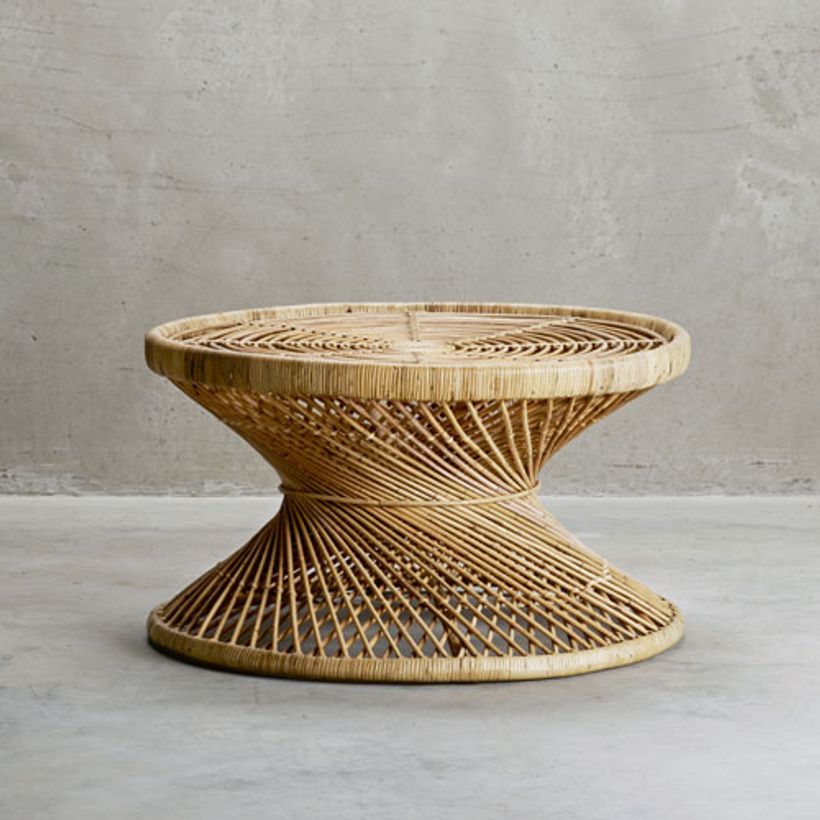 Table basse ronde en rotin