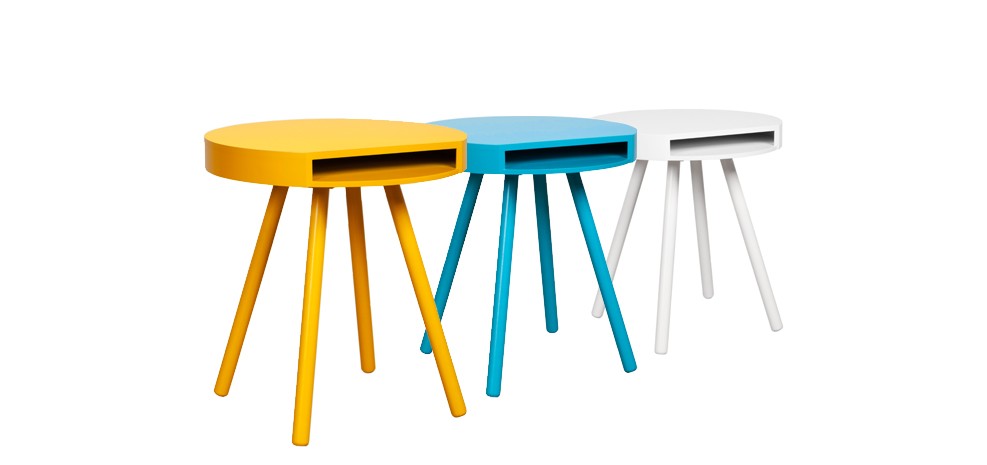Table basse ronde jaune