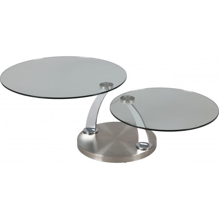 Table basse ronde plateau verre
