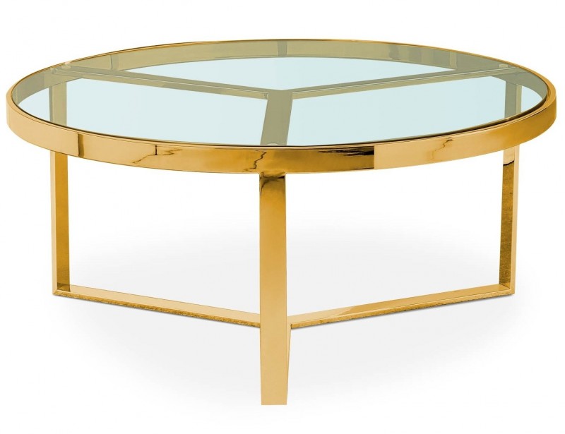 Table basse ronde metal et verre