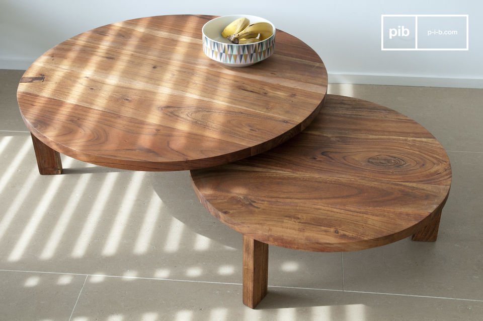 Table basse ronde double