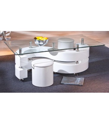 Table basse en verre en forme de s