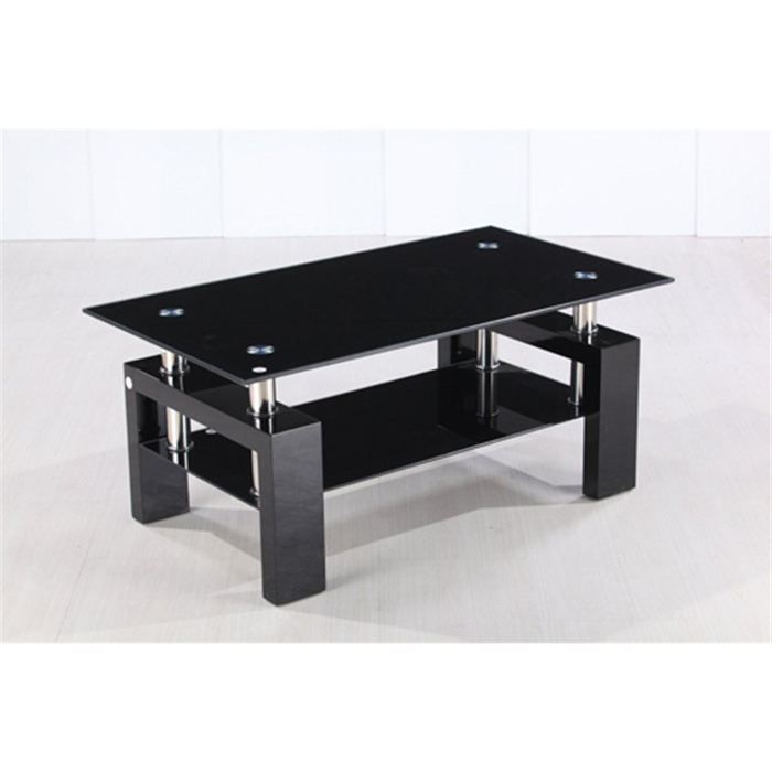 Table basse en verre trempé noir bora