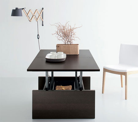 Table basse relevable rita verre & alu