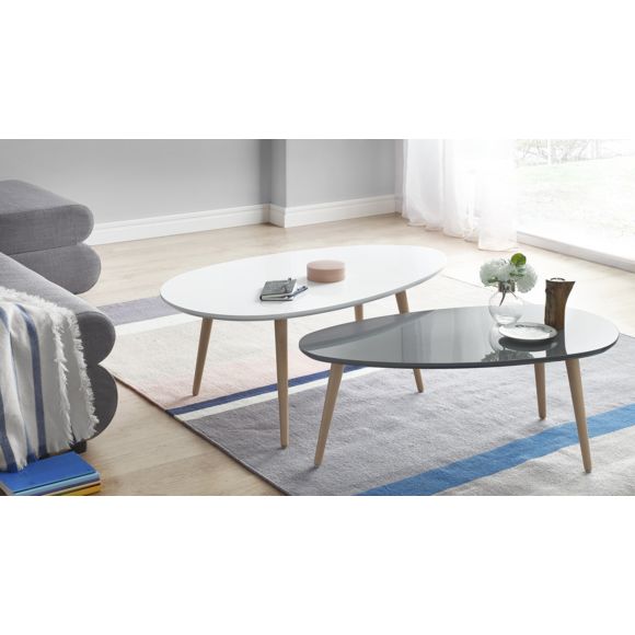 Table basse gigogne blanc et gris