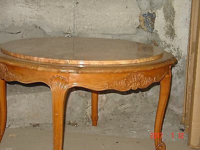 Table basse merisier avec marbre