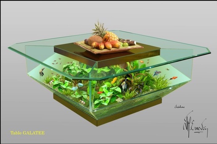 Vente table basse aquarium pas chere