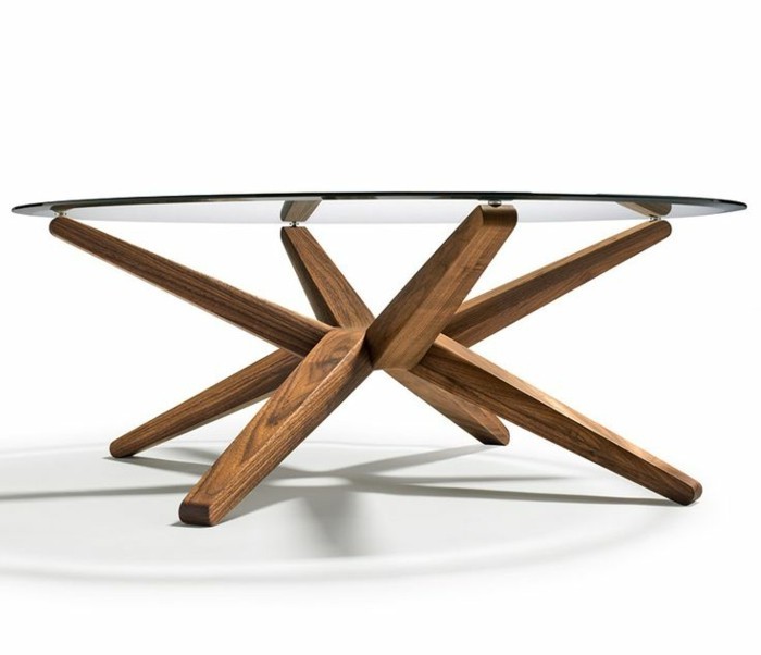 Table basse bois et verre design
