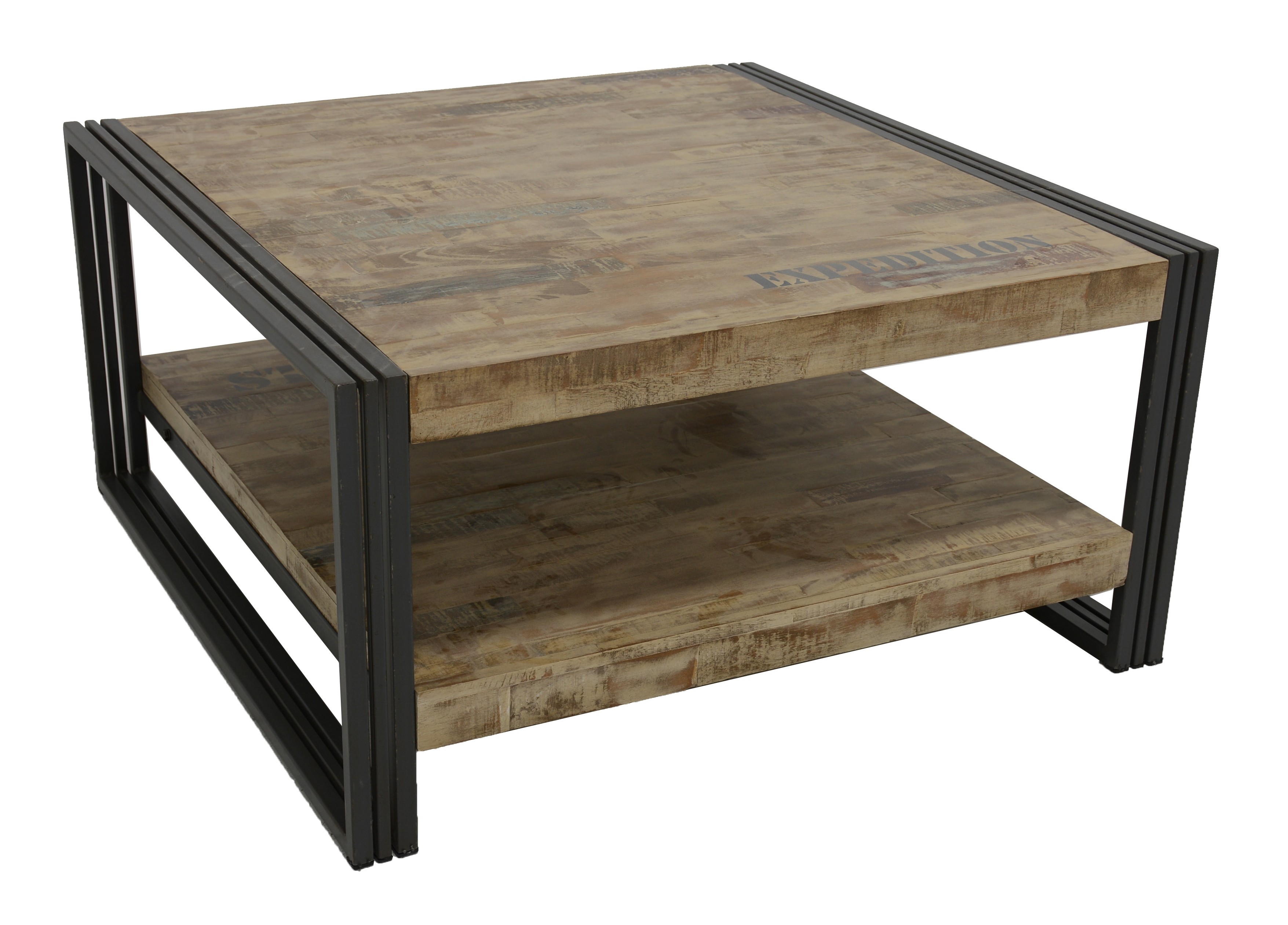 Table basse carrée en bois recyclé