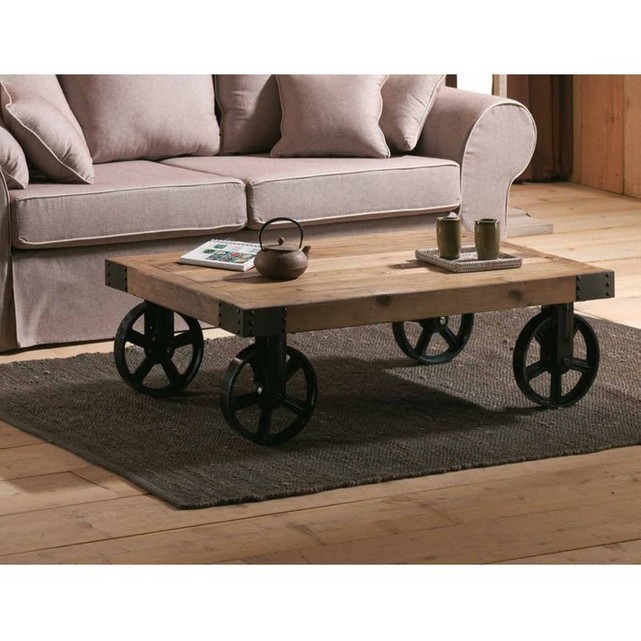 Table basse bois roulettes
