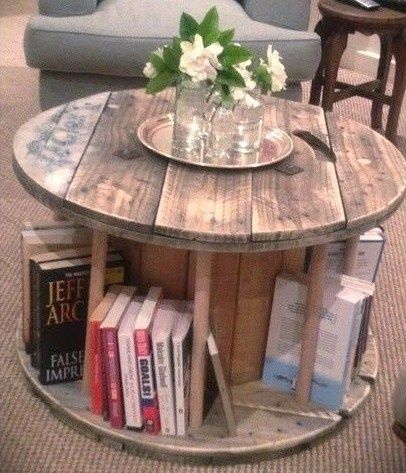 Table basse bobine en bois