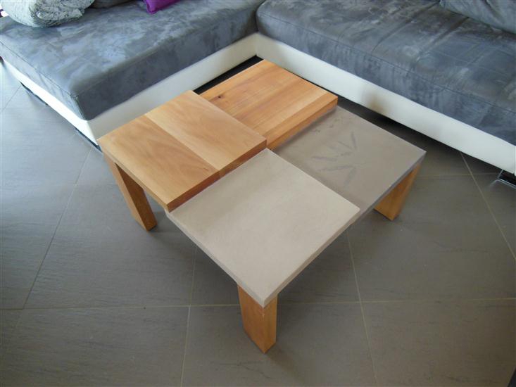 Table basse béton ciré bois
