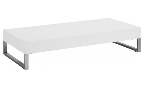 Table basse bois rouge cuir blanc