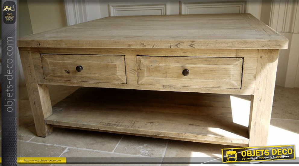 Grande table basse carree bois