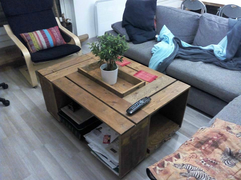 Table basse caisse bois