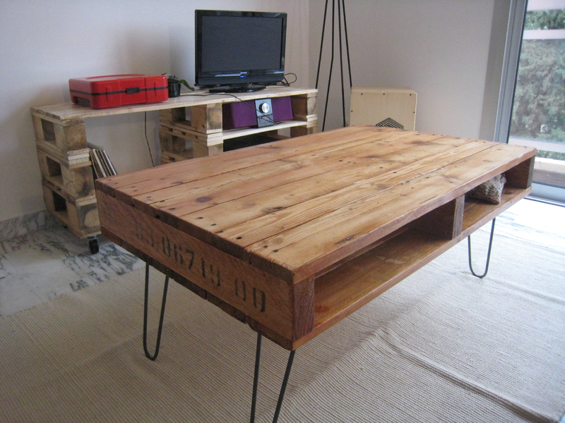 Table basse palette pied épingle
