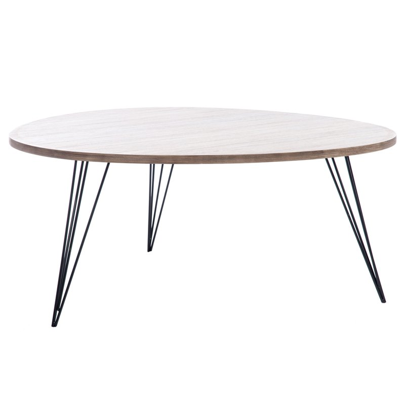 Table basse bois pieds métal ronde