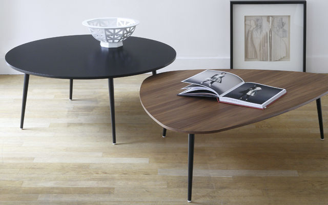 Table basse gigogne noir et bois