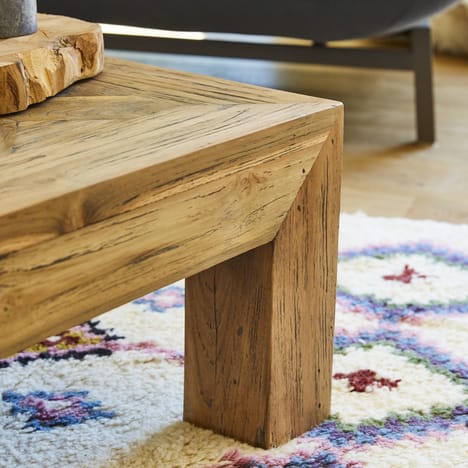 Table basse teck bois dessus bois dessous