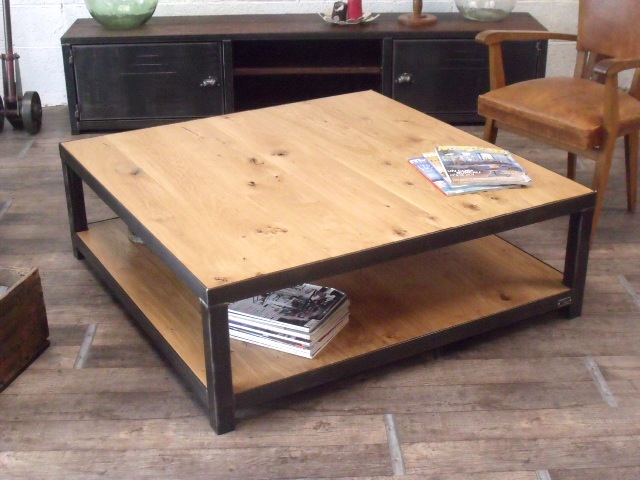 Table basse loft bois metal