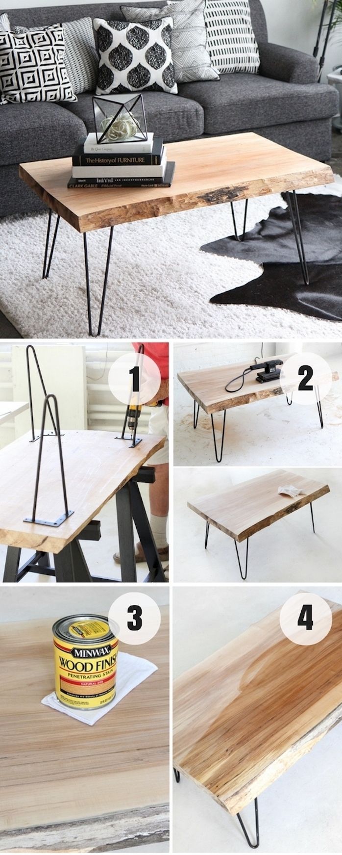 Table basse salon bois naturel
