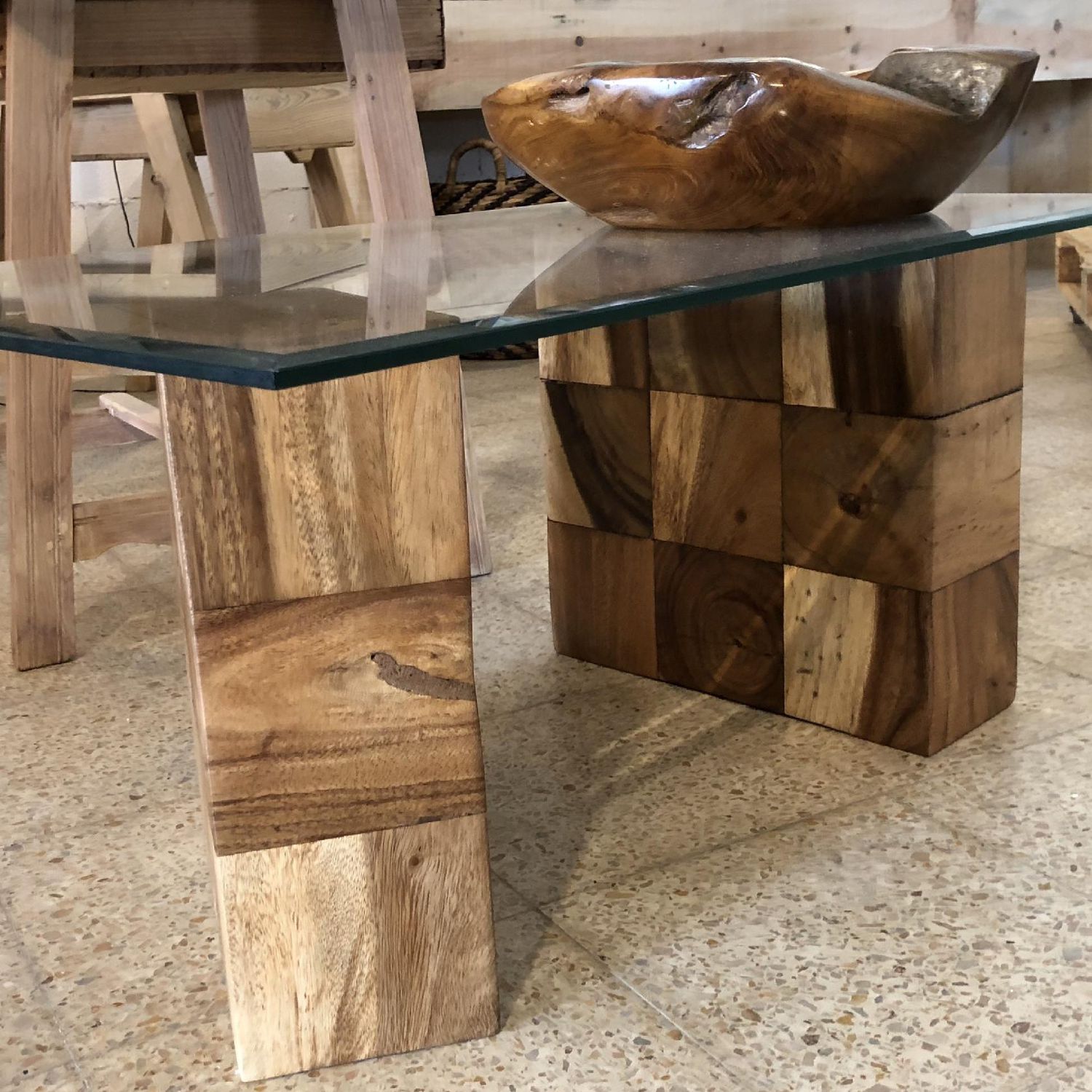 Cube bois table basse