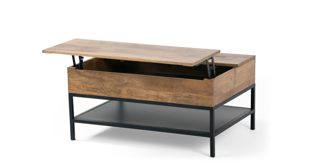 Table basse laqué blanc avec plateau relevable