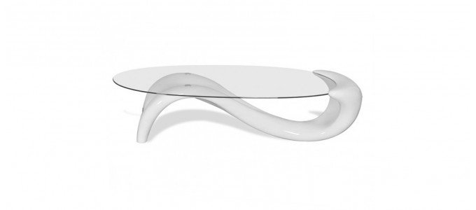 Table basse design blanche wavy