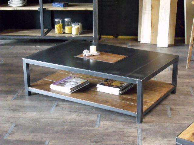 Table basse bois metal design