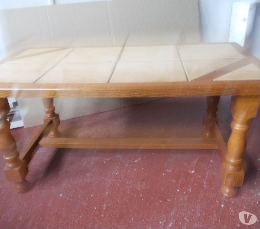Table basse bois carreaux