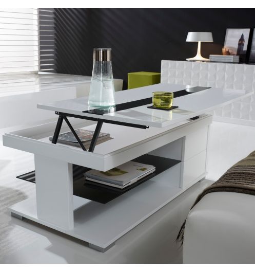 Table basse relevable plateau bois
