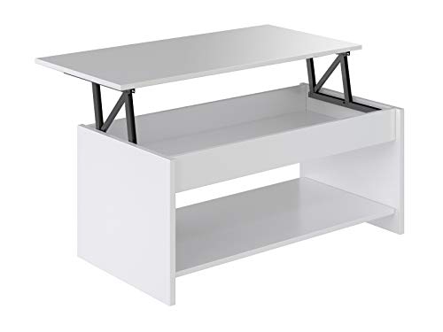 Table basse blanche ou grise avec plateau relevable