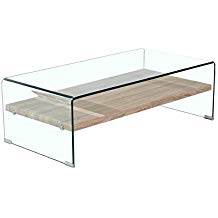 Table basse bois et verre avec tiroir