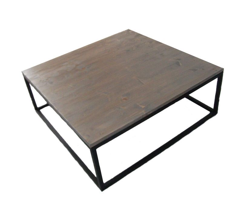 Table basse metal gris et bois