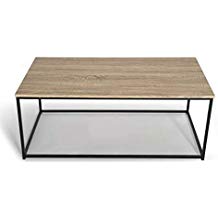 Table basse bois métal ronde