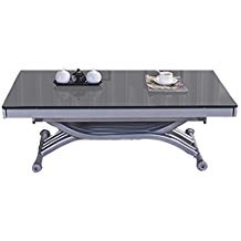 Table basse newform relevable extensible plateau en verre extra blanc