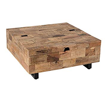 Grande table basse carrée bois