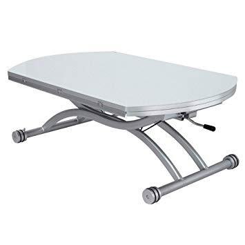 Table basse relevable ronde colombia blanc