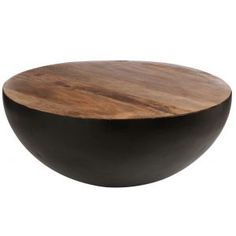 Table basse ronde noire et bois