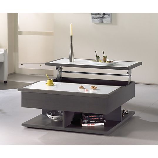 Open table basse plateau relevable coloris chêne