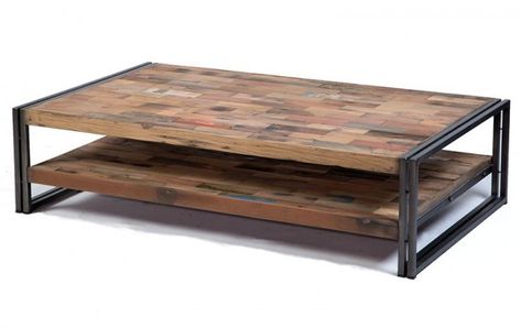 Table basse industrielle bois recyclé