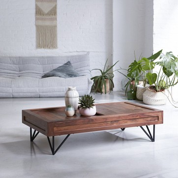 Table basse lucie bois et chiffon
